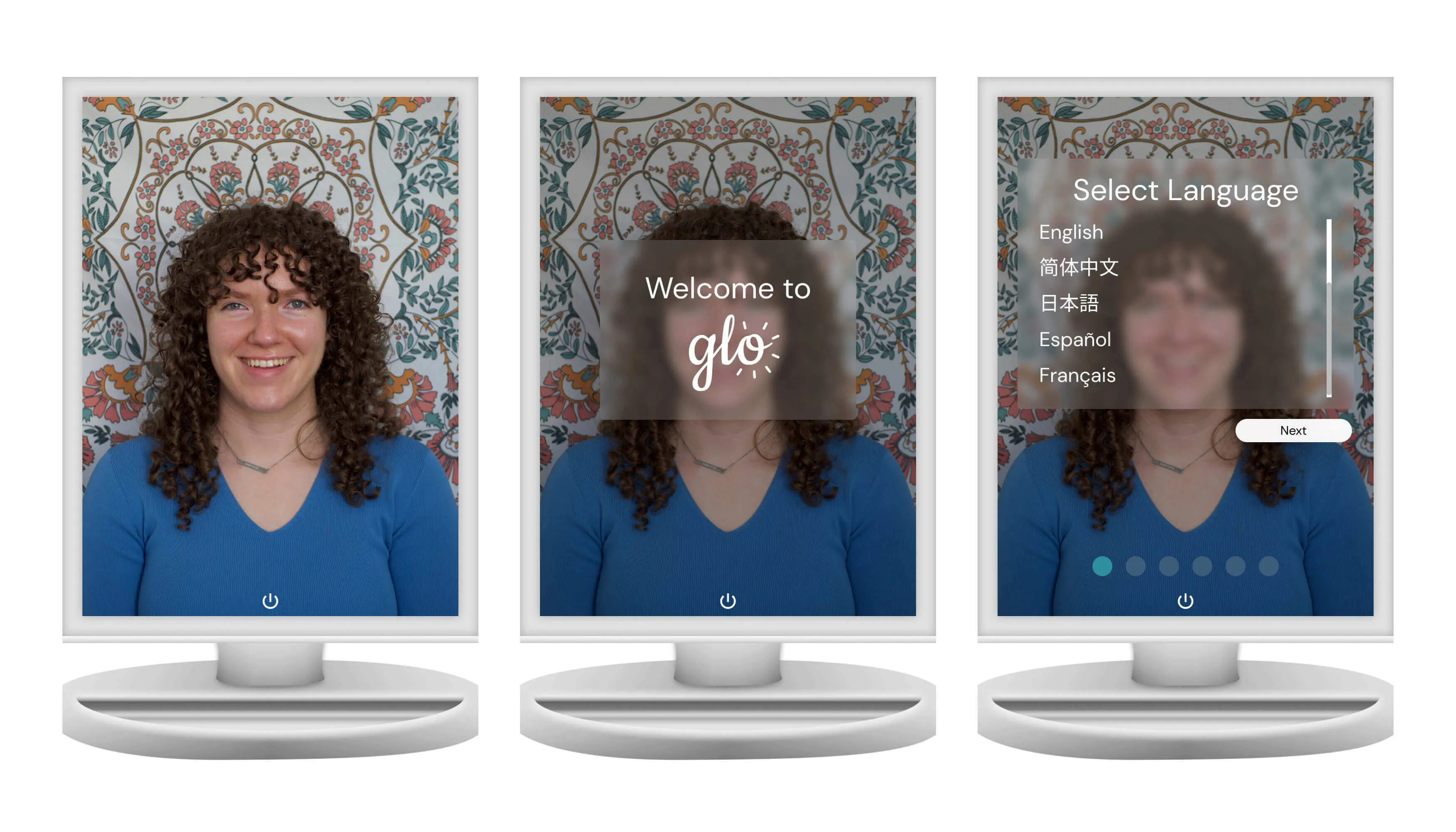 GloMirror final prototype screen, example three