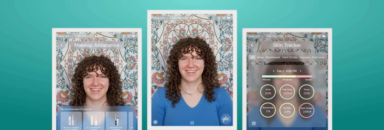 GloMirror smart mirror interface screens
