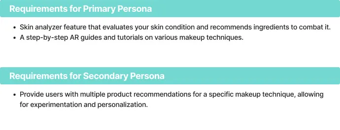 Requirements list, example one