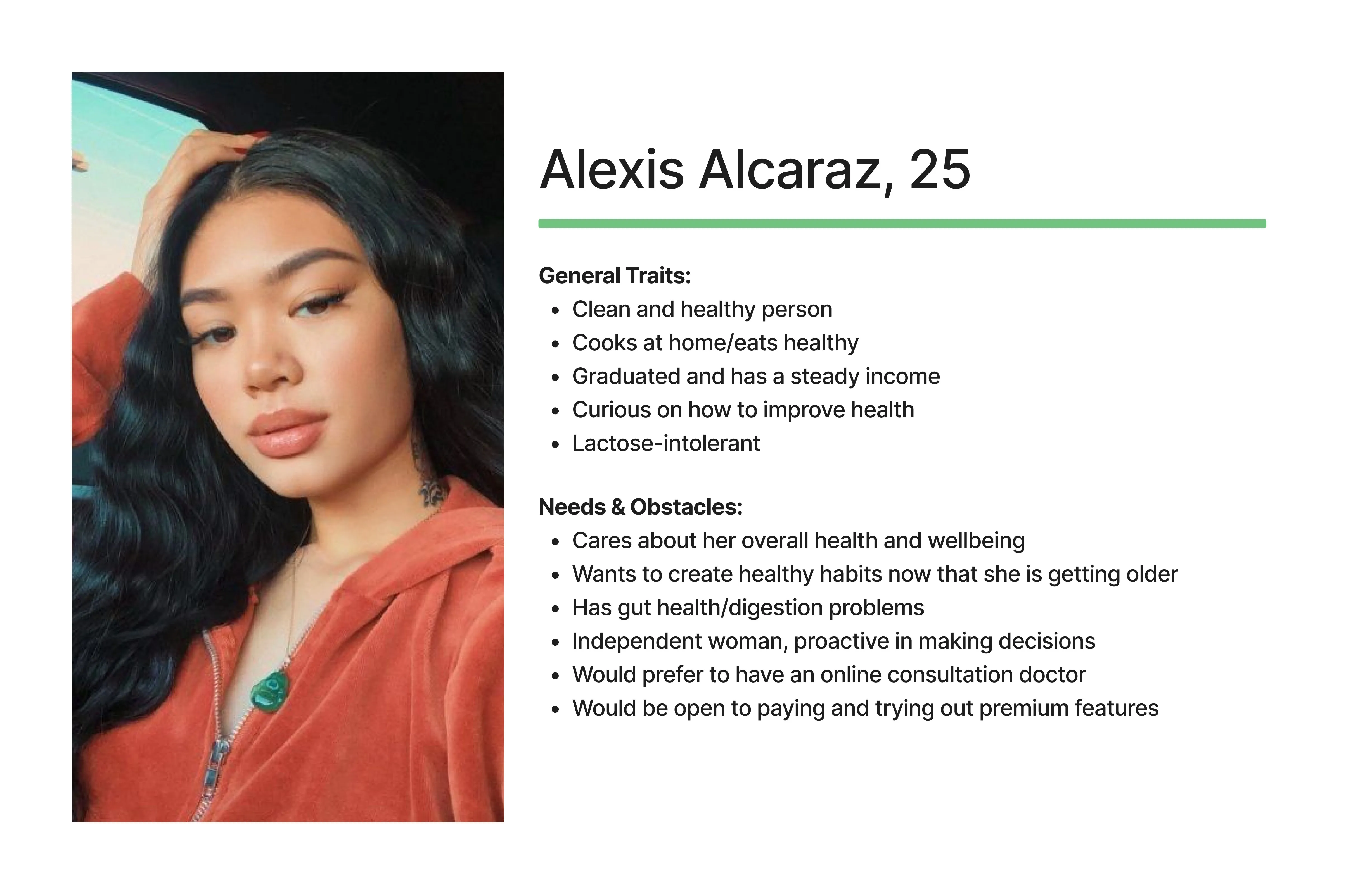 Our persona, Alexis