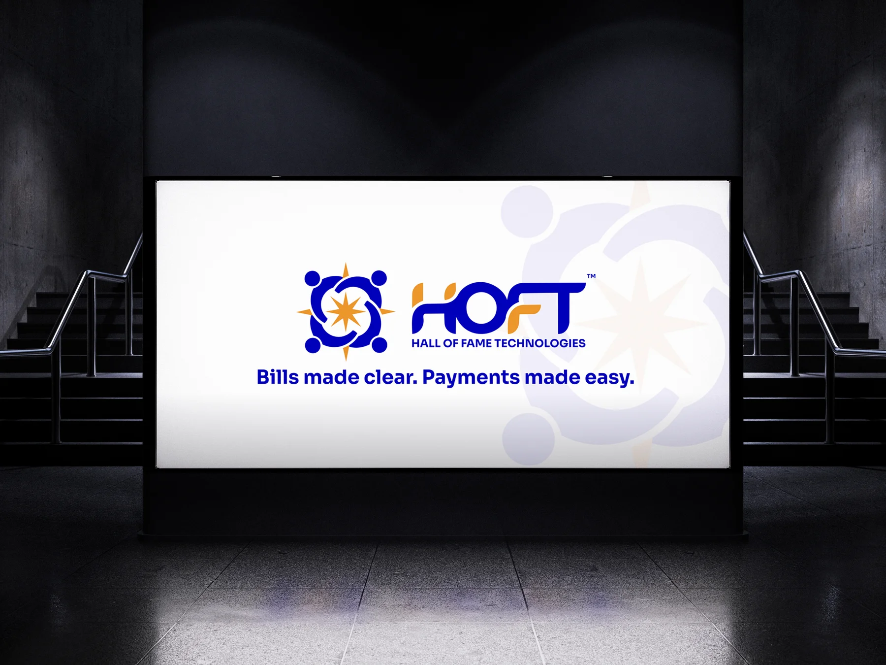 HOFT logo and tagline displayed on a subway billboard