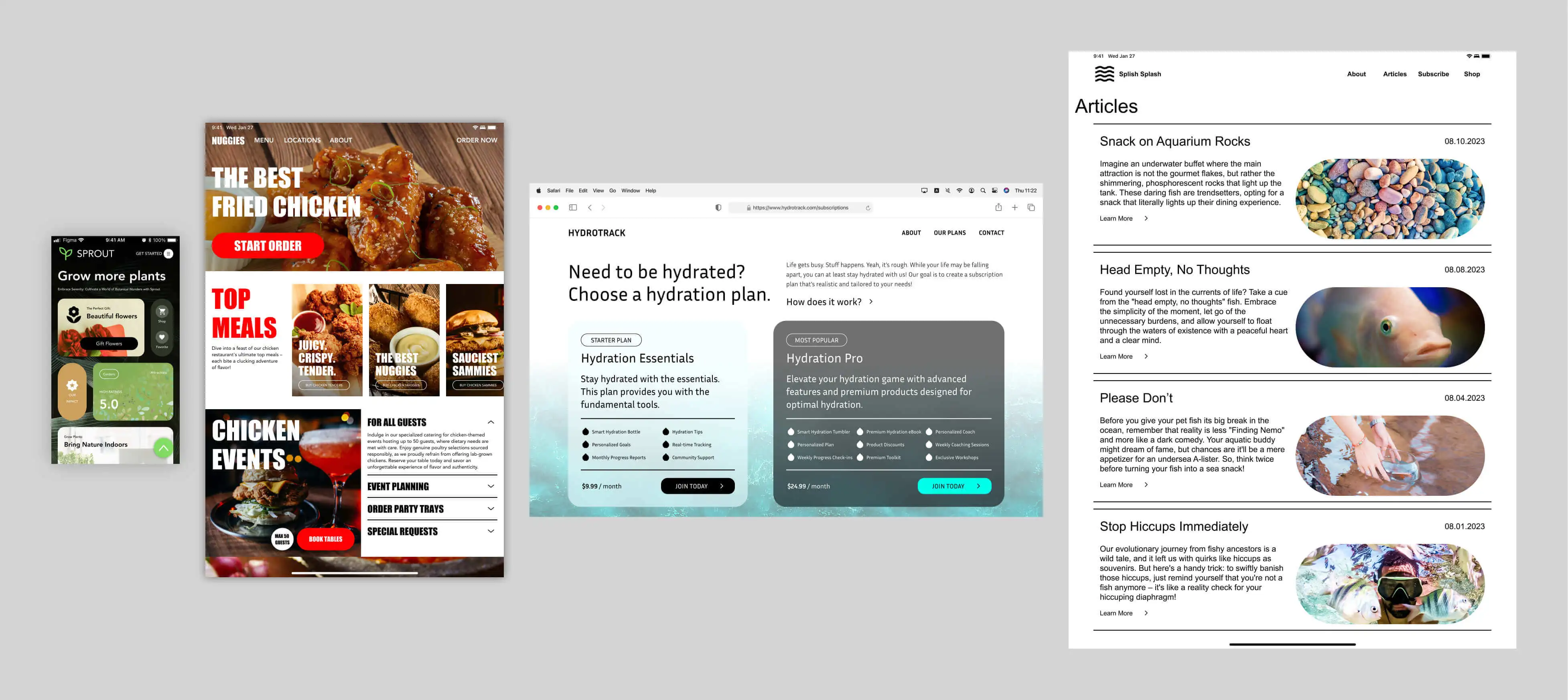 Four unique UI designs