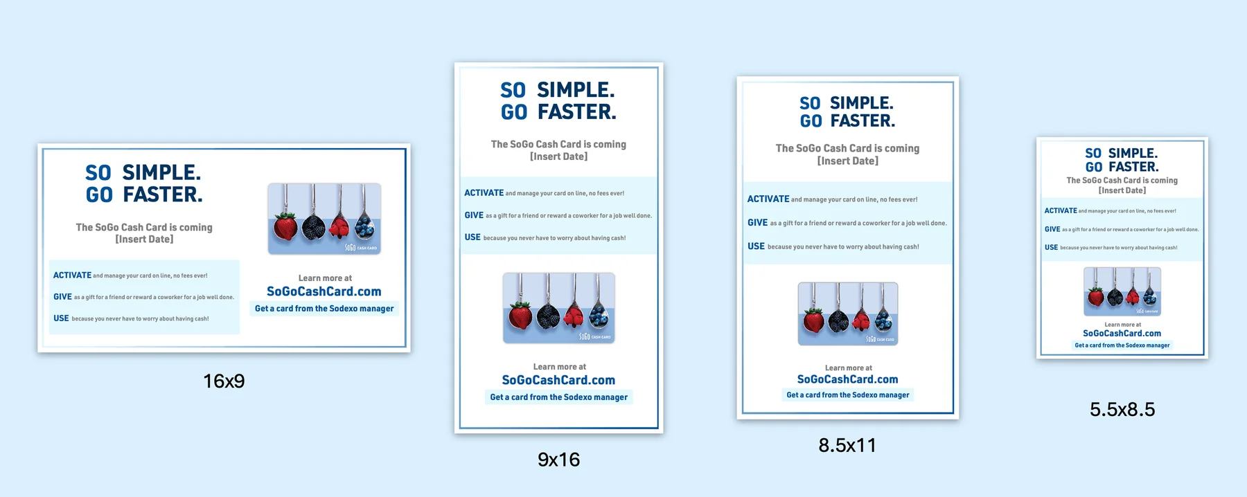 So Simple, Go Faster insert with berries imagery, four formats
