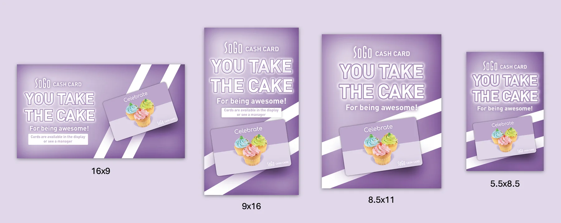 You Take The Cake insert, four formats