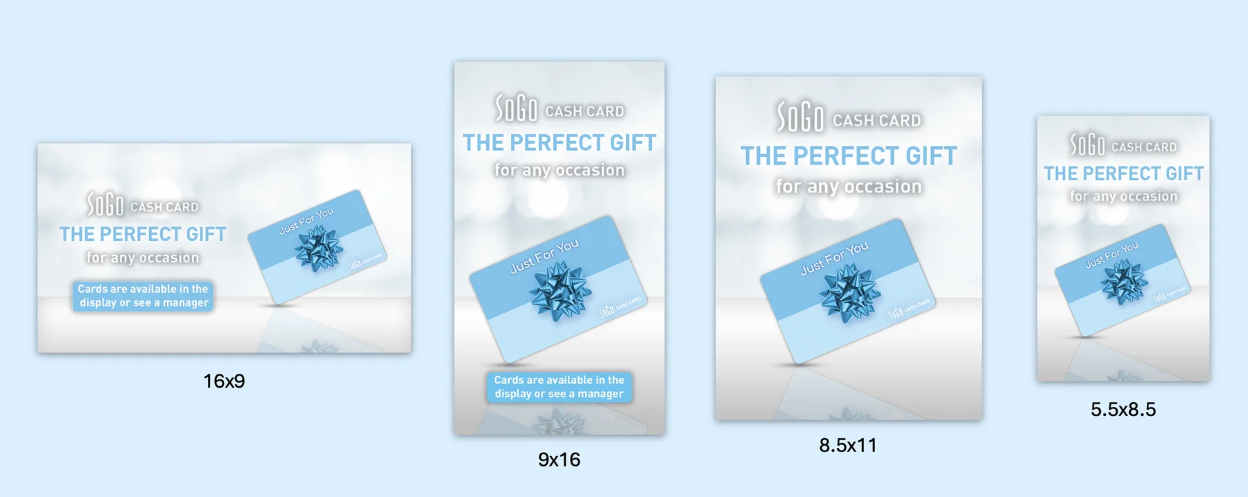The Perfect Gift insert, four formats