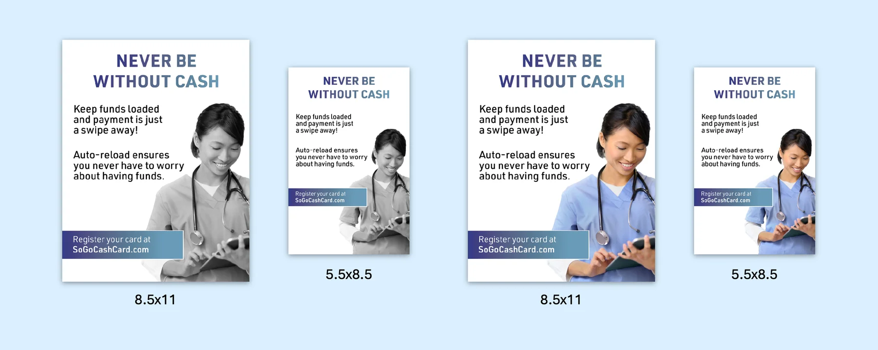 Never Be Without Cash insert with lifestyle photo