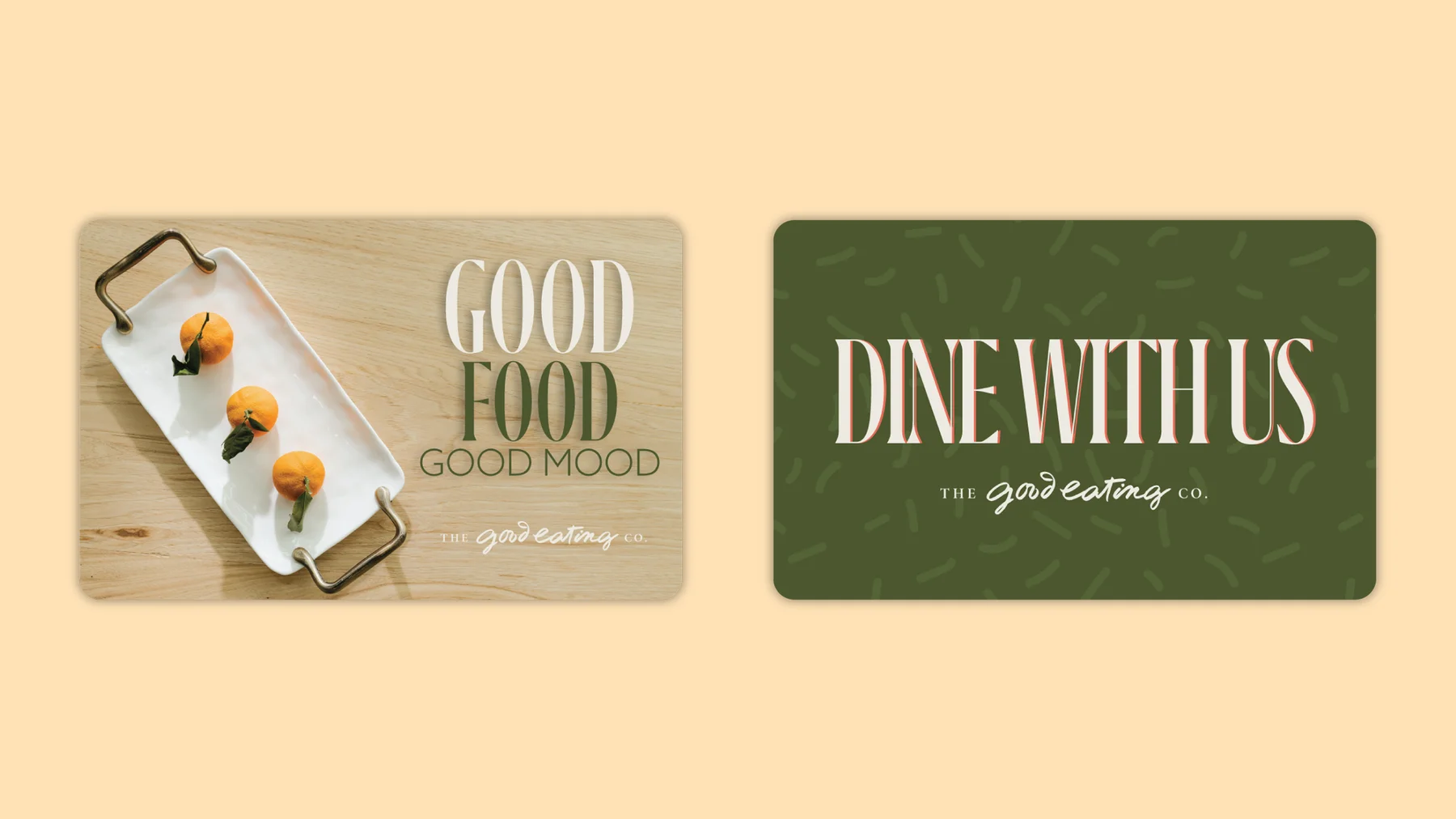 Two The Good Eating Company gift card designs